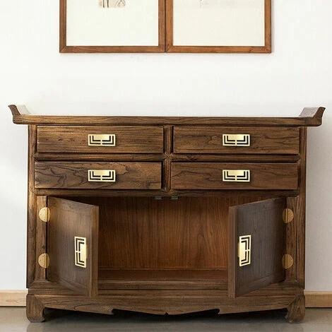 Poignées De Tiroir, Poignées De Placard élégantes En Cuivre Doré, Motifs Chinois Modernes, à Double Trou, Poignée(2pcs) 4 Poignées De Tiroir, Poignées De Placard élégantes En Cuivre Doré, Motifs Chinois Modernes, à Double Trou, Poignée(2pcs) – Image 2