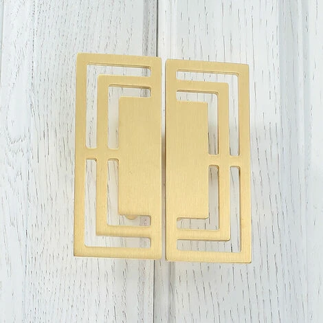 Poignées De Tiroir, Poignées De Placard élégantes En Cuivre Doré, Motifs Chinois Modernes, à Double Trou, Poignée(2pcs) 5 Poignées De Tiroir, Poignées De Placard élégantes En Cuivre Doré, Motifs Chinois Modernes, à Double Trou, Poignée(2pcs) – Image 3