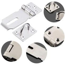 Dispositif De Verrouillage De Sécurité, Moraillon De Cadenas En Acier Inoxydable, Moraillon De Serrure De Porte En Acier Inoxydable Avec Vis, Pour Armoire De Fenêtre De Porte De Jardin De Garage -Fispool Magasin 97537297 5