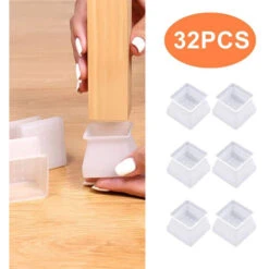 Embouts De Chaise En Silicone Carrés, 32PCS Tables Chaises Pieds Coussinets Casquettes Casquettes De Chaise Protège-jambes De Chaise, Empêche Les Rayures Et Le Bruit Pour La Protection Du Sol, Pour Pi