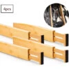 Séparateurs De Tiroirs Réglables En Bambou, Organisateur De Tiroir Cuisine, à Ressort, Cuisine, Commode, Salle De Bain, Chambre à Coucher, Tiroir Bébé, Bureau (lot De 4) Système D'organisation -Fispool Magasin 97635670 1