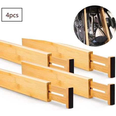 Séparateurs De Tiroirs Réglables En Bambou, Organisateur De Tiroir Cuisine, à Ressort, Cuisine, Commode, Salle De Bain, Chambre à Coucher, Tiroir Bébé, Bureau (lot De 4) Système D'organisation 3 Séparateurs De Tiroirs Réglables En Bambou, Organisateur De Tiroir Cuisine, à Ressort, Cuisine, Commode, Salle De Bain, Chambre à Coucher, Tiroir Bébé, Bureau (lot De 4) Système D'organisation