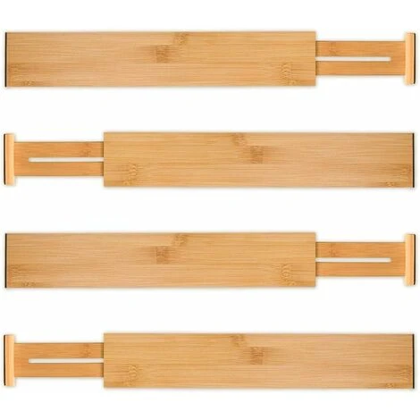 Séparateurs De Tiroirs Réglables En Bambou, Organisateur De Tiroir Cuisine, à Ressort, Cuisine, Commode, Salle De Bain, Chambre à Coucher, Tiroir Bébé, Bureau (lot De 4) Système D'organisation 4 Séparateurs De Tiroirs Réglables En Bambou, Organisateur De Tiroir Cuisine, à Ressort, Cuisine, Commode, Salle De Bain, Chambre à Coucher, Tiroir Bébé, Bureau (lot De 4) Système D'organisation – Image 2