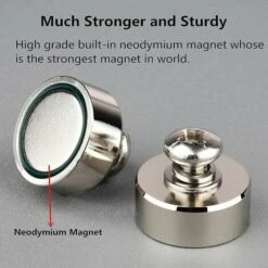 Lot De 4 Aimants Ronds En Néodyme Puissants De 40 Kg Avec Filetage Femelle M8, Support Magnétique Amovible Puissant Pour L'éclairage, Les Outils, L'équipement Avec Boulon THISNDE -Fispool Magasin 97971566 3