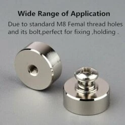 Lot De 4 Aimants Ronds En Néodyme Puissants De 40 Kg Avec Filetage Femelle M8, Support Magnétique Amovible Puissant Pour L'éclairage, Les Outils, L'équipement Avec Boulon THISNDE -Fispool Magasin 97971566 4