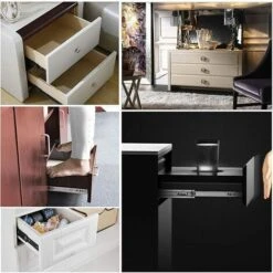 Lot De 8 Coulisse De Tiroir 250 Mm, Glissières Pour Tiroirs à Roulement à Billes Fermeture Amortie Et Silencieuse, Glissière à Extension Complète Avec Amortisseur – Capacité Charge 35 Kg -Fispool Magasin 98441574 3