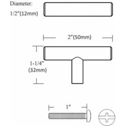 20 X Ø12 Mm Boutons De Tiroir Length 50mm T- Bar Bâton Poignée De Cuisine Meuble Porte D'armoire En Acier Inoxydable -Fispool Magasin 98760141 4