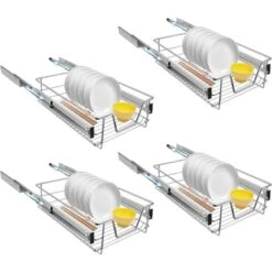 Tiroir De Cuisine 4 Pièces Tiroir Télescopique 40 CM En Métal Tiroir Coulissant D'armoire De Cuisine Charge Max 20KG NAIZY