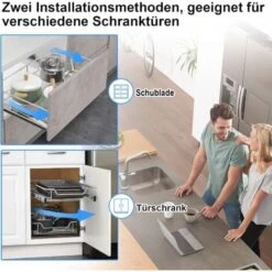 Tiroir De Cuisine 2x Tiroir Télescopique 30 Cm Organisateur De Cuisine Placard Coulissant à Extension Complète étagère De Cuisine NAIZY -Fispool Magasin 99356566 5