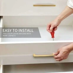 Boutons Et Poignées De Meubles,Lot De 2 Poignées Doré Poignées Meuble Dorée Poignee De Meuble Cuisine En Alliage De Zinc Hole Centers 192mm, Or -Fispool Magasin 99373723 3