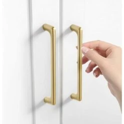 Boutons Et Poignées De Meubles,Lot De 2 Poignées Doré Poignées Meuble Dorée Poignee De Meuble Cuisine En Alliage De Zinc Hole Centers 192mm, Or -Fispool Magasin 99373723 5