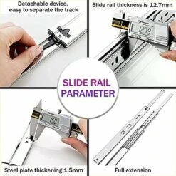 Glissières Tiroir Robustes 400mm, Coulisse De Tiroir à Roulement à Billes à Extension Complète Rail, Capacité De Charge 68 Kg 1 Paire -Fispool Magasin 99409804 3