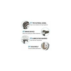 Lot De 4 Roulettes Pivotantes 50Mm, 100Kg Roulettes Pour Meubles, Type L Roue Pour Meuble Avec Frein Rotation À 360°, Pour Intérieur Et Extérieur(2 Roulette Avec Frein, 2 Roulette Sans Frein -Fispool Magasin 99809563 4