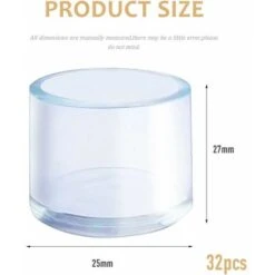 Lot De 32 Embouts De Pieds De Chaise Ronds En Plastique Transparent 25 Mm Convient Pour Table Ronde Et Pieds De Chaise D'un Diamètre De 25 à 27 Mm 8 Lot De 32 Embouts De Pieds De Chaise Ronds En Plastique Transparent 25 Mm Convient Pour Table Ronde Et Pieds De Chaise D'un Diamètre De 25 à 27 Mm -Fispool Magasin 99809768 2