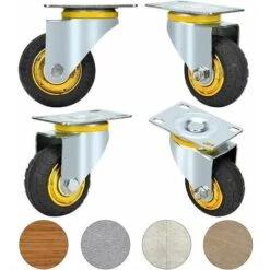 Kit De 4 Roues Universelles De 3 Pouces Sans Freins Roues De Chariot Silencieux Roues Universelles Oulettes Pivotantes 75mm Roues Plaques Industrielles Transport Roulettes Pour Meubles -Fispool Magasin 99983918 2