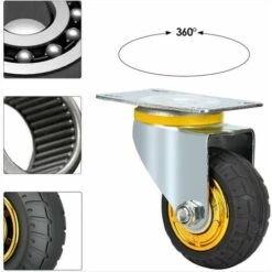 Kit De 4 Roues Universelles De 3 Pouces Sans Freins Roues De Chariot Silencieux Roues Universelles Oulettes Pivotantes 75mm Roues Plaques Industrielles Transport Roulettes Pour Meubles -Fispool Magasin 99983918 4